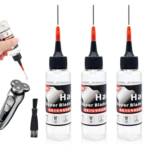 3 Stück Scherkopf Öl für Haarschneidemaschinen,Rasierer Öl Haarschneidemaschine mit Reinigungsbürste,Scherkopf Öl für Haarschneidemaschinen Haarschneider Rasierer Trimmer