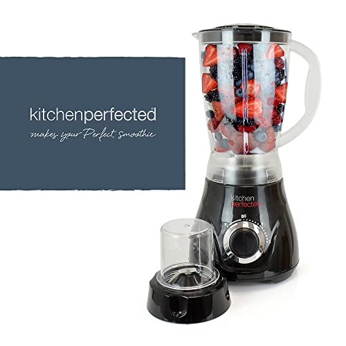 KitchenPerfected 500w 1.5Ltr Table Blender with Mill - 2 Speed Settings - Pulse Setting - Separate Grinder Mill Attachment -Plastic Jug - Black - E5014BK - Image 4