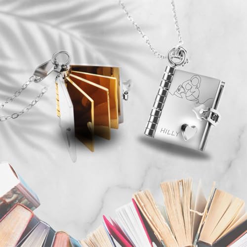 Personalization To My Granddaughter Book Necklace Chapter Book Necklace for Granddaughter 6 Pages of Engraved Information Customizable Exclusive Name Inner Pages Graduation Birthday Gifts for Her4