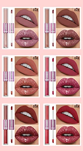 Bangfeng 12 Color Matte Liquid Lipstick + Glitter Lipstick Makeup Set, Matte Shiny Liquid Lip Stick Long-Lasting Wear Non-Stick Cup Not Fade Waterproof Lip Gloss (Matte + Glitter) #TOP2