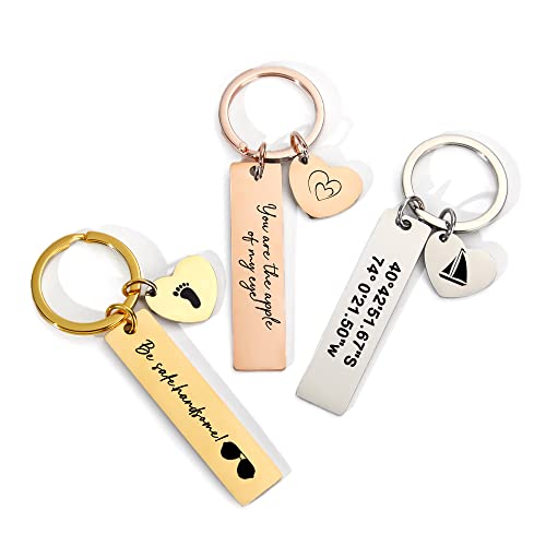 Mostop Custom Engraved Keychains, Custom Drive Safe Keychains, Engraved Key Chain for Couples, Anniversary Birthday Christmas Gift, Gift for Her, Him