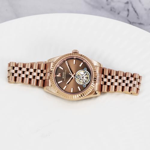 Image of BUREI Men's Classic Luxury Watch Stainless Steel Waterproof Machine Watch Fashion Double Watches Date Sapphire Crystal