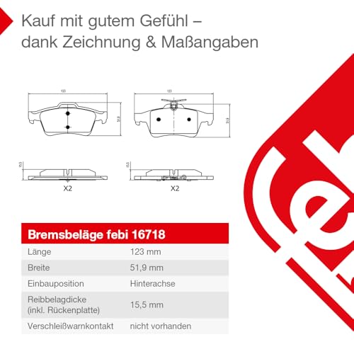 FEBI BILSTEIN 16718 Bremsbeläge hinten (Satz)