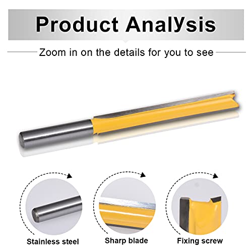 Hohxen WJ-HO-5016-2-FBA Straight Router Bit, 1/4 Inch Shank Long Double Flute Flush Trim Carbide Router Bits Milling Cutter For Plywood Wood Joinery thumb #2