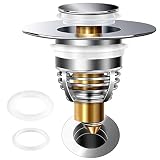 Bathroom Sink Stopper, Universal Sink Strainer for 1.1-1.5 Inch Bullet Core Push Type Basin Pop Up,B