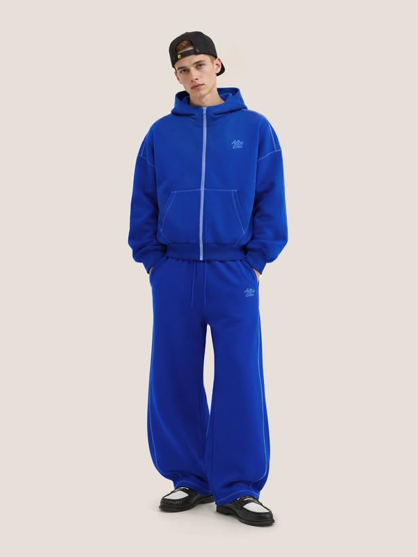 Aelfric Eden Chándal para hombre holgado para mujer, traje de ocio de gran tamaño, unisex, traje de casa, traje básico, traje deportivo con cremallera, pantalones de jogging, ropa deportiva informal