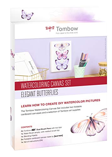 Toiles de watercoloring Tombow CANVAS-SET1 finie la peinture qui bave sur le papier