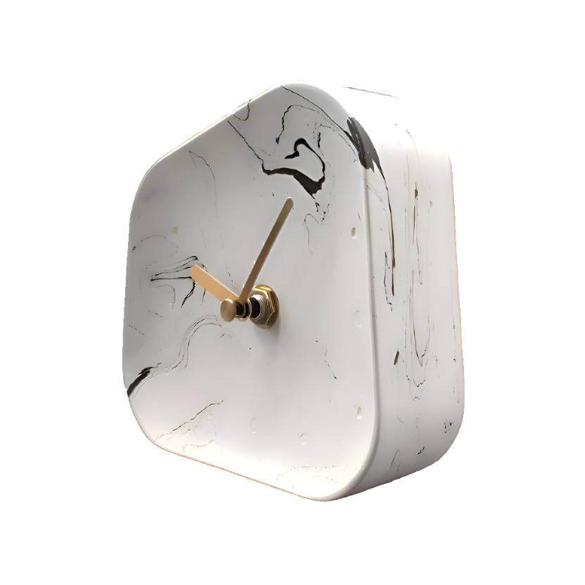 Bliss VieAbstruse Marble Table Clock | Small Decorative Clock for Bedroom, Desk, & Shelf | Luxury Gift Clock in Elegant Ink White Finish