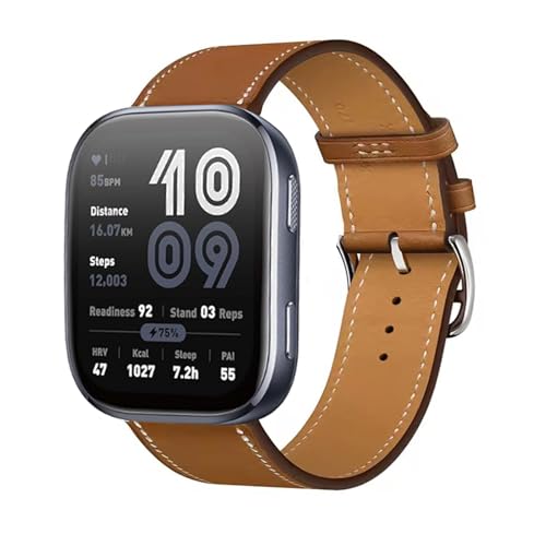Correa de reloj para Amazfit Bip 6 Correa de piel con cierre de metal de acero inoxidable flexible, bandas de repuesto para mujeres y hombres, compatible con Amazfit Bip 6 correa, Taille unique(单一尺寸