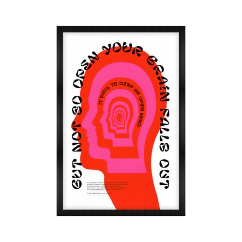 Image of Open Mind Abstract Premium Framed Wall Poster (12x18 Inch) | Pink & Red Mindfulness Wall Art | Modern Inspirational Decor for Bedroom, Living Room, Office, Study & Workspace | Ready-to-Hang Frame