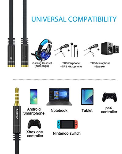 Kingtop 3.5Mm Combo Audio Adapter Cable Compatible For Ps4,Ps5,Xbox One S,Nintendo Switch,Tablet,Mobile Phone,Pc Gaming Headsets And New Version Laptop #TOP4