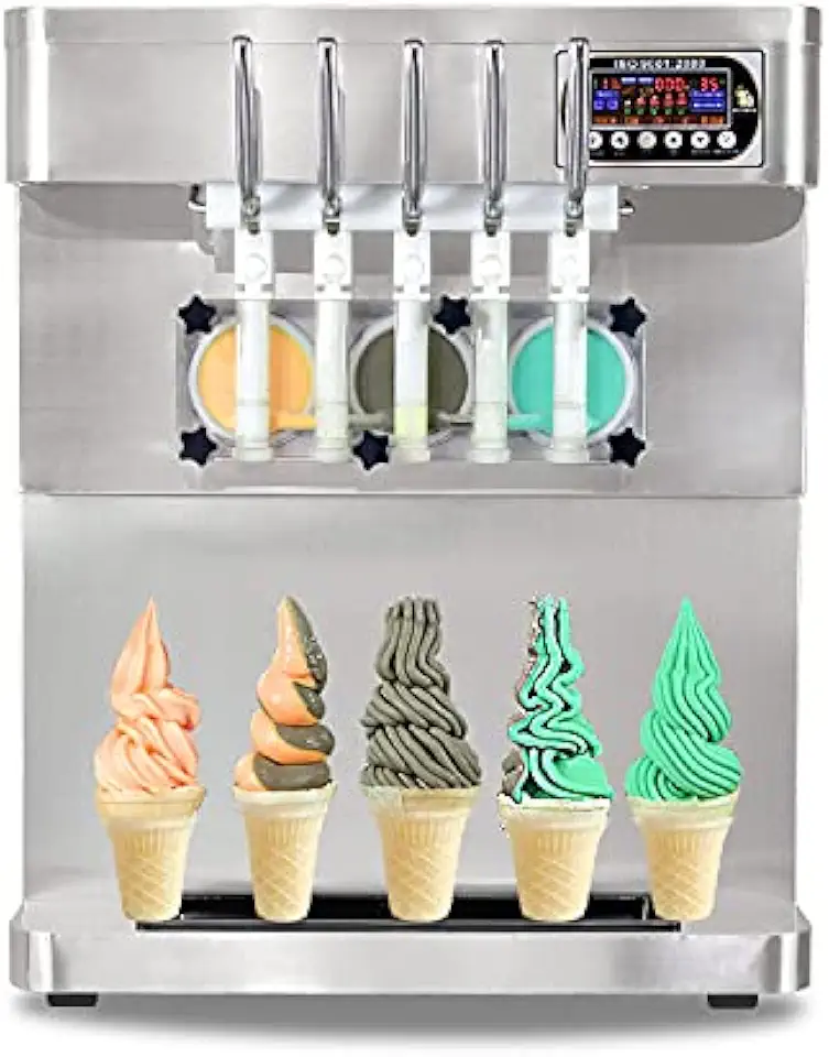 Novo design, máquina de sorvete expresso de bancada com 5 sabores, máquina de sorvete expresso 3 + 2 sabores