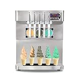 Kolice CE Commercial Countertop 3+2 Mixed Flavors Soft Serve ice Cream Machine, 5 Flavors Yogurt Soft ice Cream Machine, Upper Tanks refrigerated & Transparent Dispenser Set, Yeild up to 40L/hour