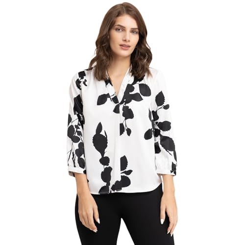 Image of FableStreet Women Formal & Casual Top | V-Neckline with Gathered Back Detail & Three-Quarter Sleeves | Premium Satin Fabric for Office Wear & Sophisticated Outings