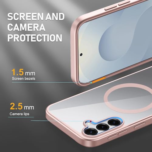Image of Samsung S25 Plus Transparent Case | Shockproof Bumper & Camera Protection | Magsafe Compatible | Sleek Hard Crystal Back Cover for Samsung S25 Plus - Pink