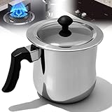 2L Doppelwandiger Simmertopf,Puddingtopf Aus Edelstahl Mit Bakelitgriff,Milchtopf Mit Deckel,Milchtopf Doppelwandig Für Alle Herdarten,Gas Elektro Induktion