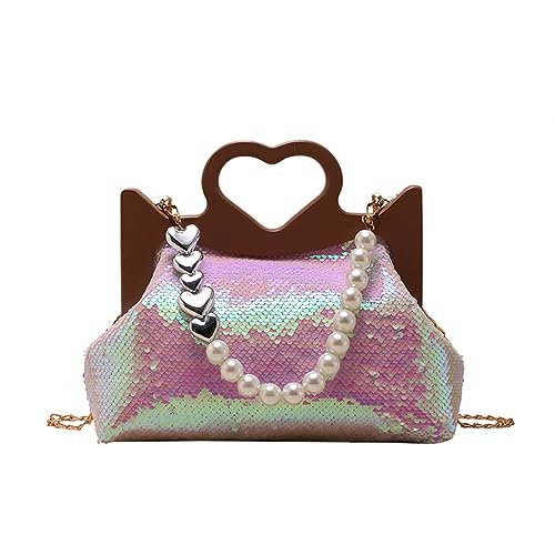 Sac à main en cœur paillettes femme tendance bandoulière chic