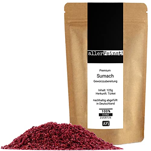 allerFeinst! - Premium Sumach Pulver - Gewürzzubereitung - Sumak - Essigbaumfrucht - Essigbaumgewürz, 1er Pack (1 x 125g) Cover