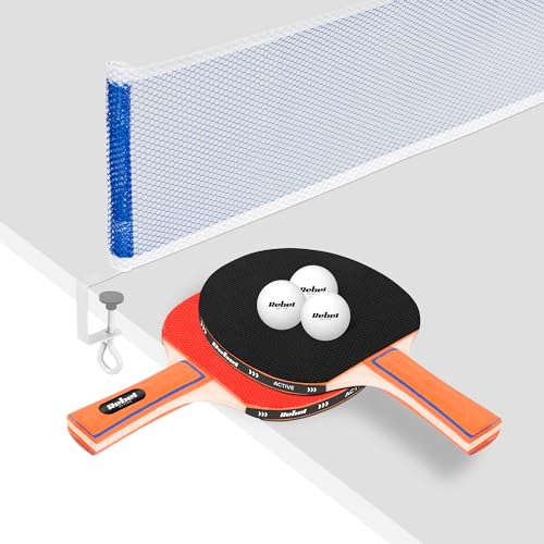 Rebel Juego de Raquetas de Tenis de Mesa con Malla 2 Raquetas 3 Pelotas RBA-4001