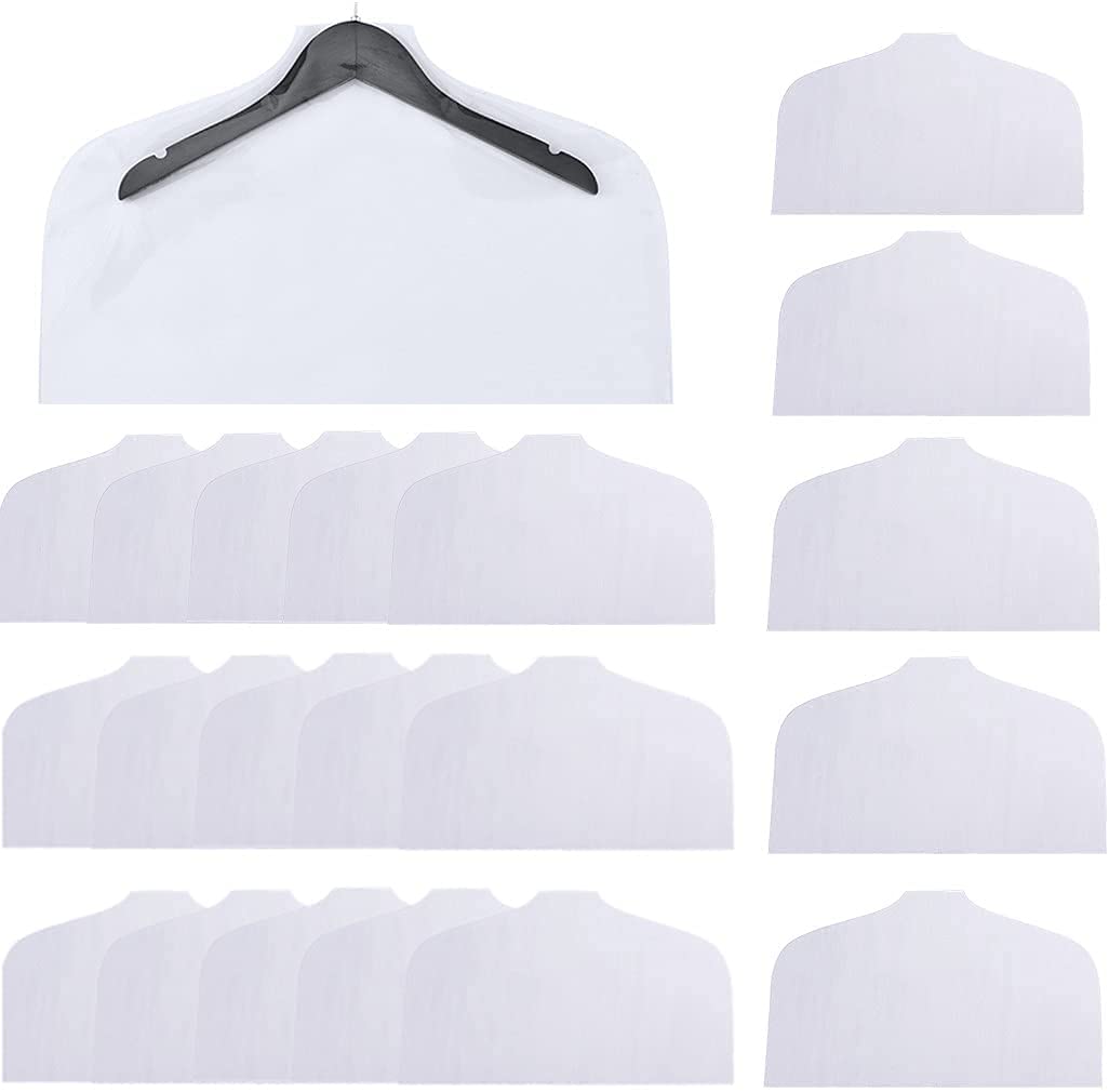 肩のホコリよけカバー 衣類カバー 半身 防塵カバー 衣類収納カバー 透明 (20個)