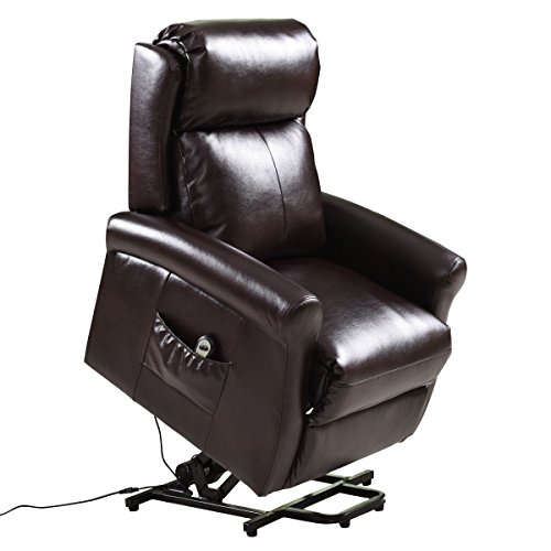 Giantex Power Lift Recliner Chair for Elderly, Faux Leather Reclining Sofa Chair w/Side