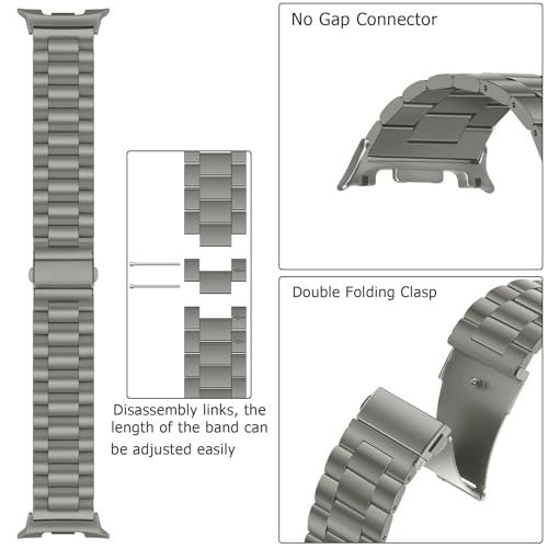 Image of Anlinser No Gap Bands Compatible with Samsung Galaxy Watch Ultra 7 /6 /5 /4 /FE Band 44mm 40mm /Watch 6 Classic Band 47mm 43mm /Watch 5 Pro 45mm /Watch 4 Classic, 20mm 22mm Metal Strap for Women Men
