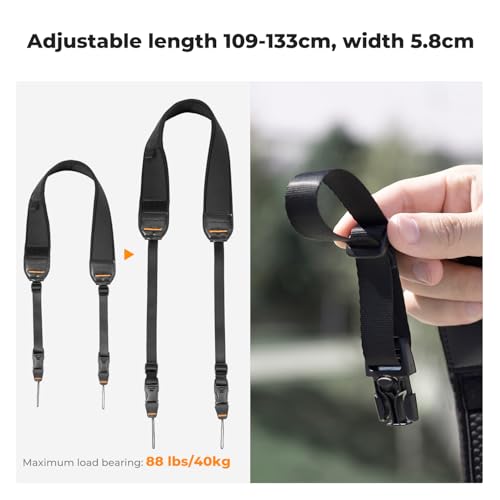 K&F CONCEPT Kameragurt, Professioneller Breit Kamera Gurt, Verstellbarer Kamera Schultergurt 109-133 CM für SLR DSLR Spiegelreflexkameras, Camera Strap mit Abnehmbare Reißverschlusstasche