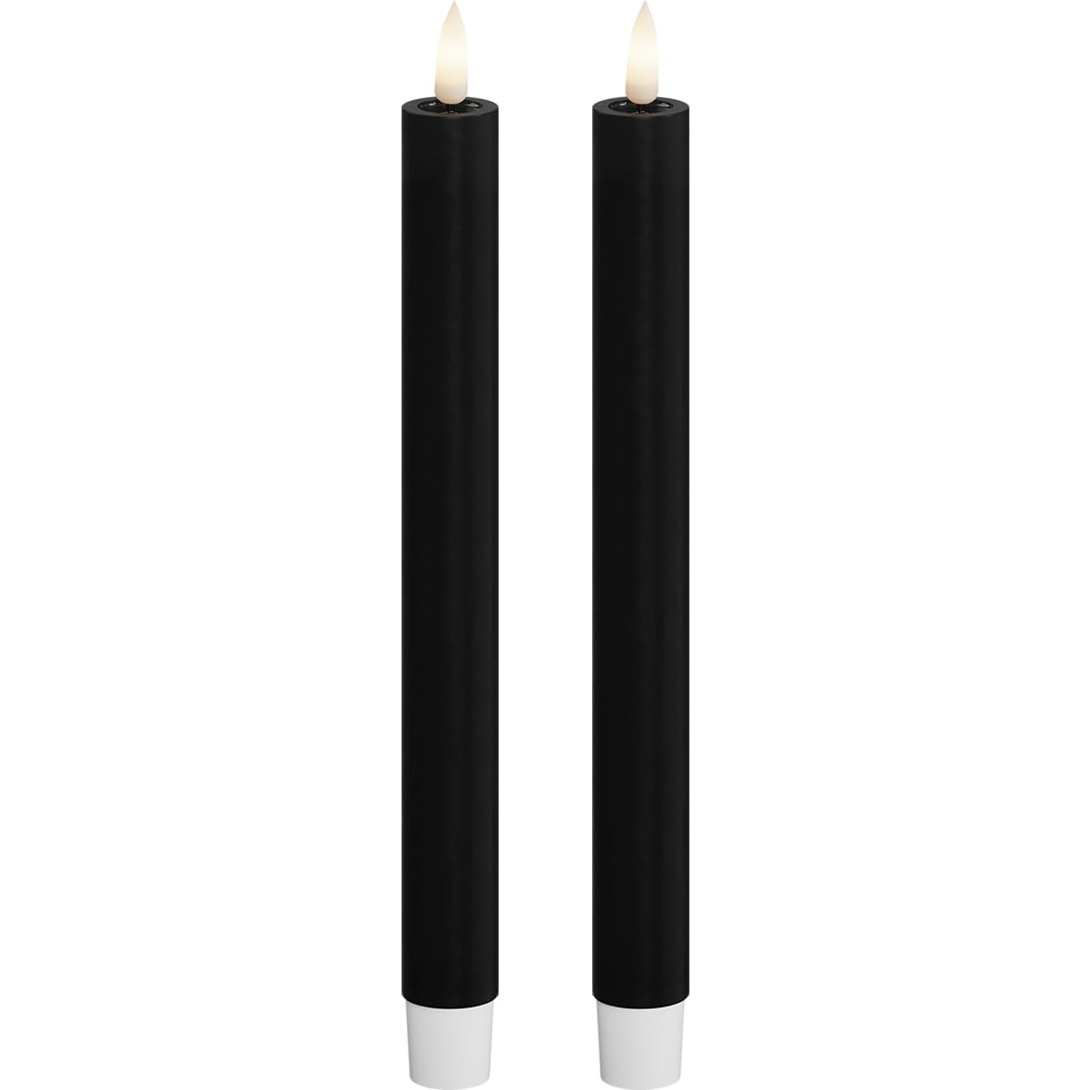Deluxe Homeart Indoor Flameless LED Taper Dinner Candle 2 Set - with Real Flame™ Technology - Battery Powered Candles (Black, 24 cm)