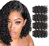 FASHION LINE Brazilian Body Wave/Water Wave/Deep Wave/Funmi/Human Hair Bundles Unprocessed Human Hair Natural Black 50g (8/8/8/8)