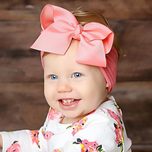 12 Pcs Soft Nylon Headbands Hair Bows Cute Headwear Headbands Hairbands for Baby Girls Newborns Toddlers Infants4