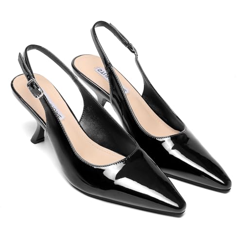 STUNAHOME Slingback Heels for Women Closed Pointed Toe Kitten Pumps Fashion Low Heel Wedding Casual Dress Shoes4