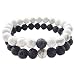 Produktbild ULTNICE 8mm Lavastein Armband Abstand Perlen Armband Muttertag und Vatertag Geschenk 1 Paar (schwarz und weiß)