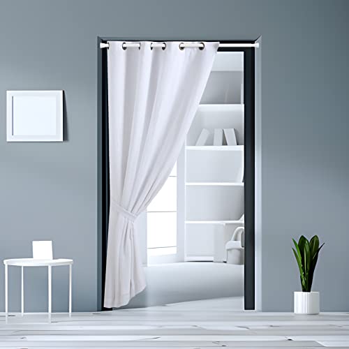 Image of Tension Rod for Windows 28 to 48 Inch,Spring Curtain Rods No Drilling 7 /8 inch Diameter White Tension Rods Adjustable Curtain Rods Expandable Pressure Spring Tension Rods for Closet, Doorway