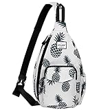 Picture of HAWEE Rope Sling Bag for Women Men Casual Cross Body Daypack Backpack Adjustable Strap with Side Pocket Anti-theft for Travel/Sport, Pineapple Green