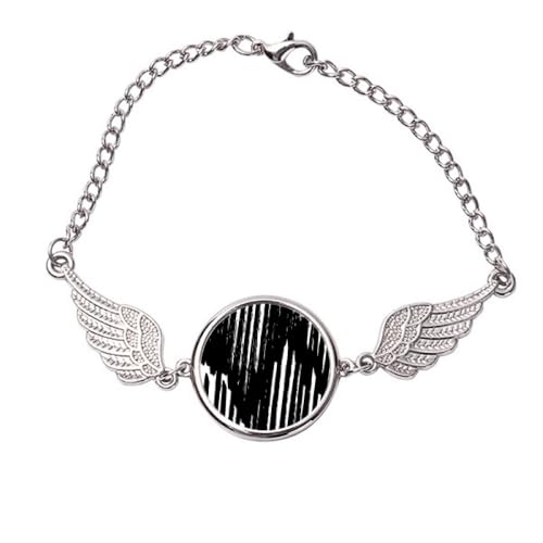 Brushwork - Pulsera con textura de línea irregular, diseño de alas de ángel, Medium, Metal