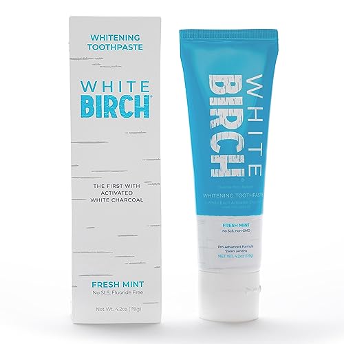 White Birch Activated Charcoal Toothpaste - Professional Teeth Whitening - Natural, No Fluoride Oral Care