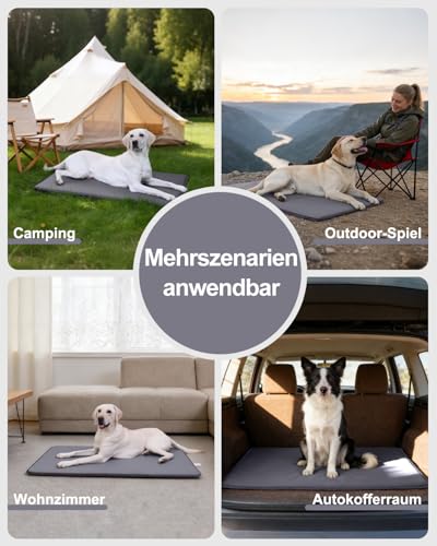 Favodormir Wassericht Hundematte Outdoor-105x70cm,Hundebett Grosse Hunde aus Kunstleder,Einfach zu Reinigen,Tragbar Platzsparend Hundekissen,Waschbar Hundematratze für Innen& Reisen,Grau