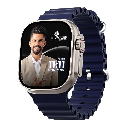 Image of Kratos SW17 Ultra+ Smartwatch with 1.96 inch Touch Display, Advanced BT Calling, Wireless Charging Smart Watch, Voice Assistant, 100+ Sports Modes, Rotating Crown, Metallic Body, IP67, Heart Rate, SpO2