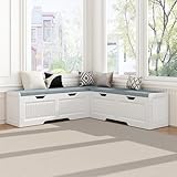 L Shape Storage Bench,63 in L-Shaped Kitchen Breakfast Corner Bench with Cushioned Seat and Hidden Storage Function,Wooden Backless Bench for Entryway,Suitable for Dining Room,Kitchen
