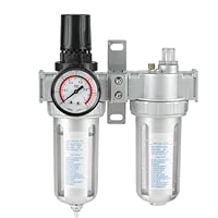 Telituny Druckminderer Druckluft, 1/2 Zoll Öl Wasser Regulator mit Manometer, Aluminiumlegierung Luftfilterregler Pneumatischer Druckluftfilterregler, für Druckluftkompressor