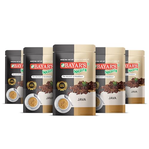 Image of Bayar's Coffee Java Filter Coffee Powder 500g | Traditional South Indian Taste with 80% Coffee & 20% Chicory | Freshly Roasted & Ground for Rich Aroma & Taste (500g) (500 g (Pack of 5))