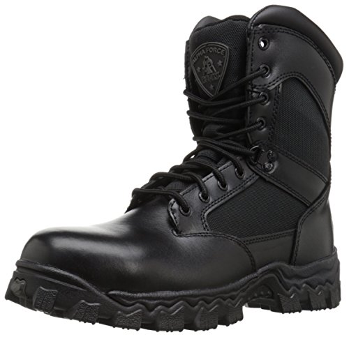 Rocky Men's Alpha Force 8 Inch Side Zip Steel Toe Work Boot,Black,11 W US