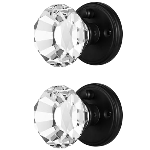 Balin Designs Clear Crystal Door Knob with Lock, Glass Door