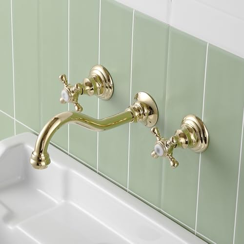 Robinet de lavabo encastré argent à double poignée croisée en laiton XANAYXWJ