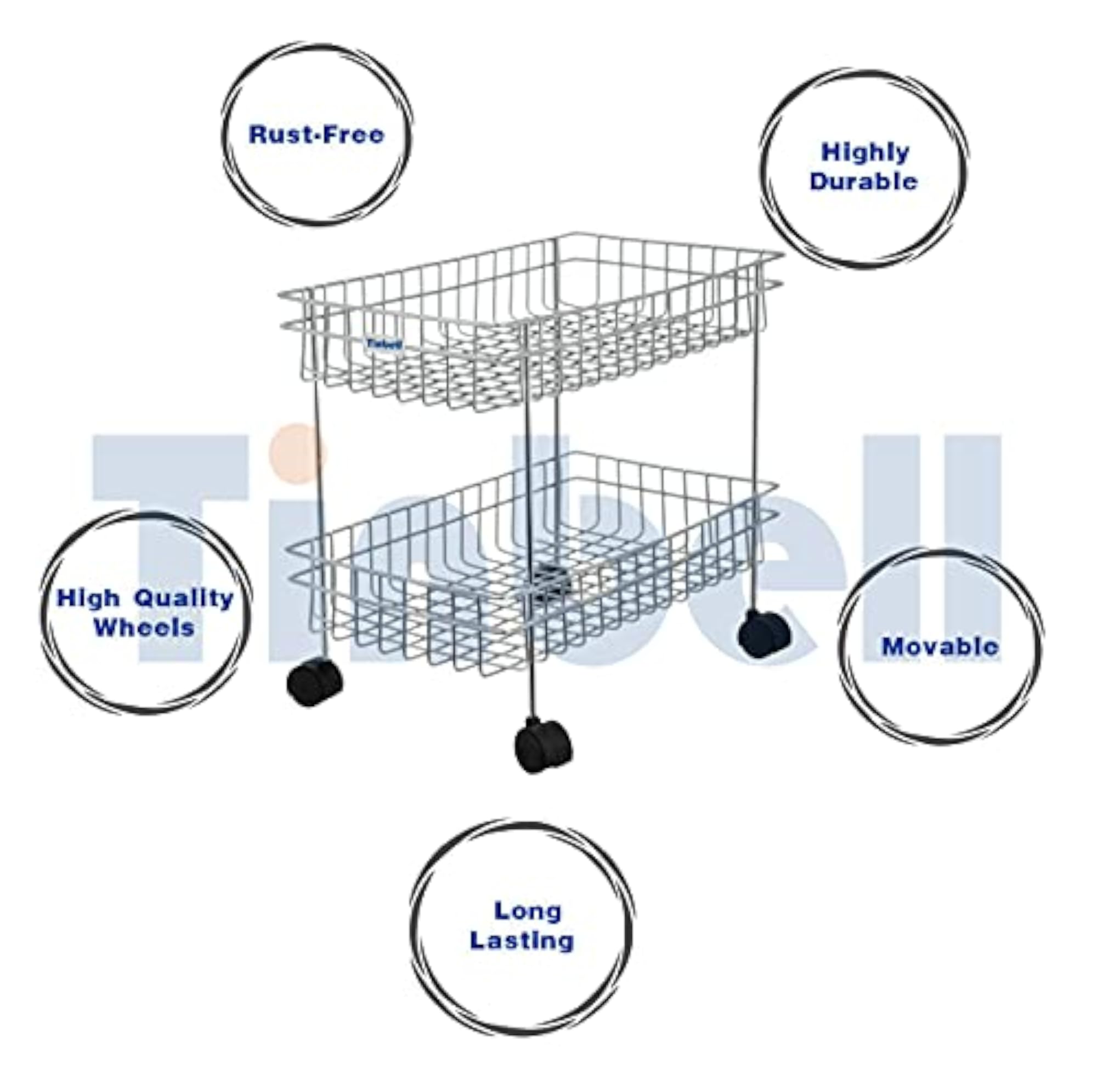 Kitchen Trolley Portable Modern Rack for Storage