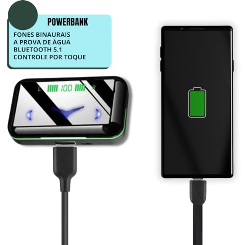 Fone De Ouvido Bluetooth E10 Compativel com Android Iphone Funçao Power Bank Resistente A agua