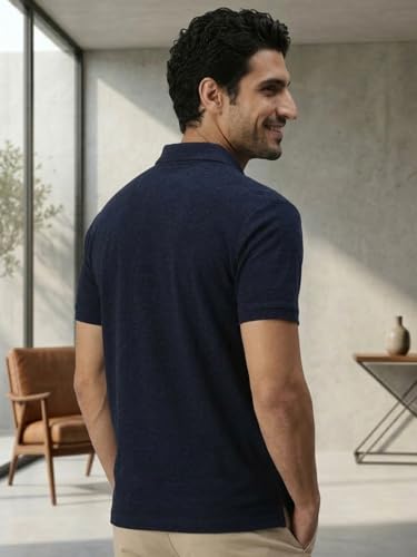 Image of Lux Cozi Men's Polo T-Shirt Regular Fit Half Sleeves with Pocket | Cotton Blend Polo Neck Collar T-Shirt for Men | Casual, Office Comfortable Breathable T-Shirt | Stylish Plain Tee