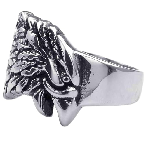 Bague homme aigle acier inoxydable style gothique qui ne verdit pas la peau