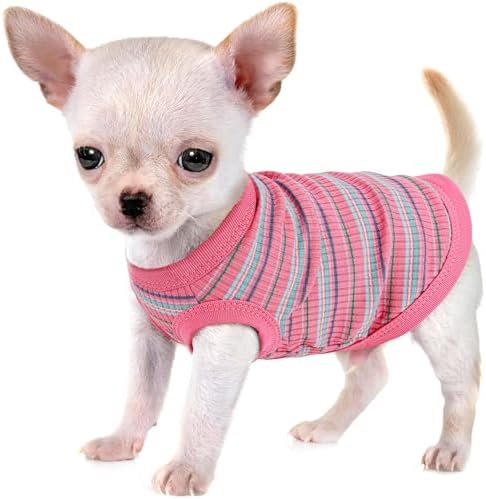 Elevate Your Pet's Comfort and Fashion: Premium 100% Cotton Rib Dog Shirt Vest for Small Breeds Like Chihuahuas, Yorkies, and Puppies .Year-Round Style with Tank-Style Puppy Attire Pink Small