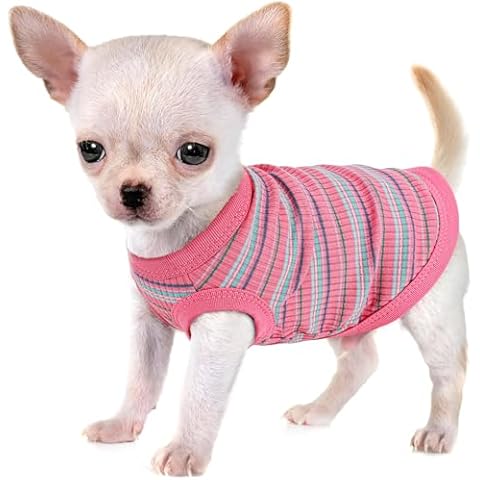 Elevate Your Pet's Comfort and Fashion: Premium 100% Cotton Rib Dog Shirt Vest for Small Breeds Like Chihuahuas, Yorkies, and Puppies .Year-Round Style with Tank-Style Puppy Attire Pink Medium Cover